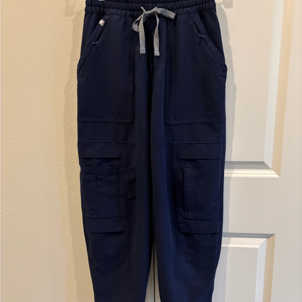 Fabletics Navy Joggers with Gray Drawstring